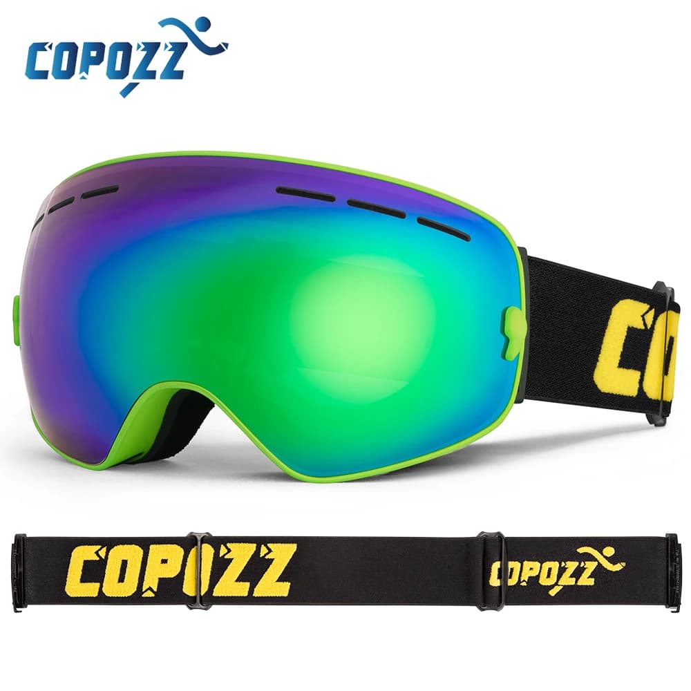 COPOZZ Uomo Donna Occhiali da sci di marca Occhiali da snowboard Occhiali per sci Protezione UV400 Occhiali da neve Maschera da sci antiappannamento Occhiali