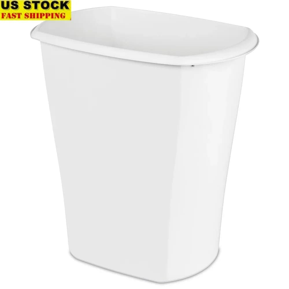 Cestino per rifiuti rettangolare da 10 galloni in plastica da cucina con coperchio aperto, profilo sottile, facile da pulire, per uso interno con comoda maniglia