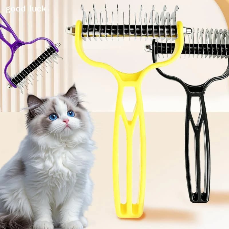 AnswerPet Knot Removing Comb Double Sided Stainless Steel Pet Hair Remover Dog Grooming Brushes Brush For Pet Hair Cleaning Tool