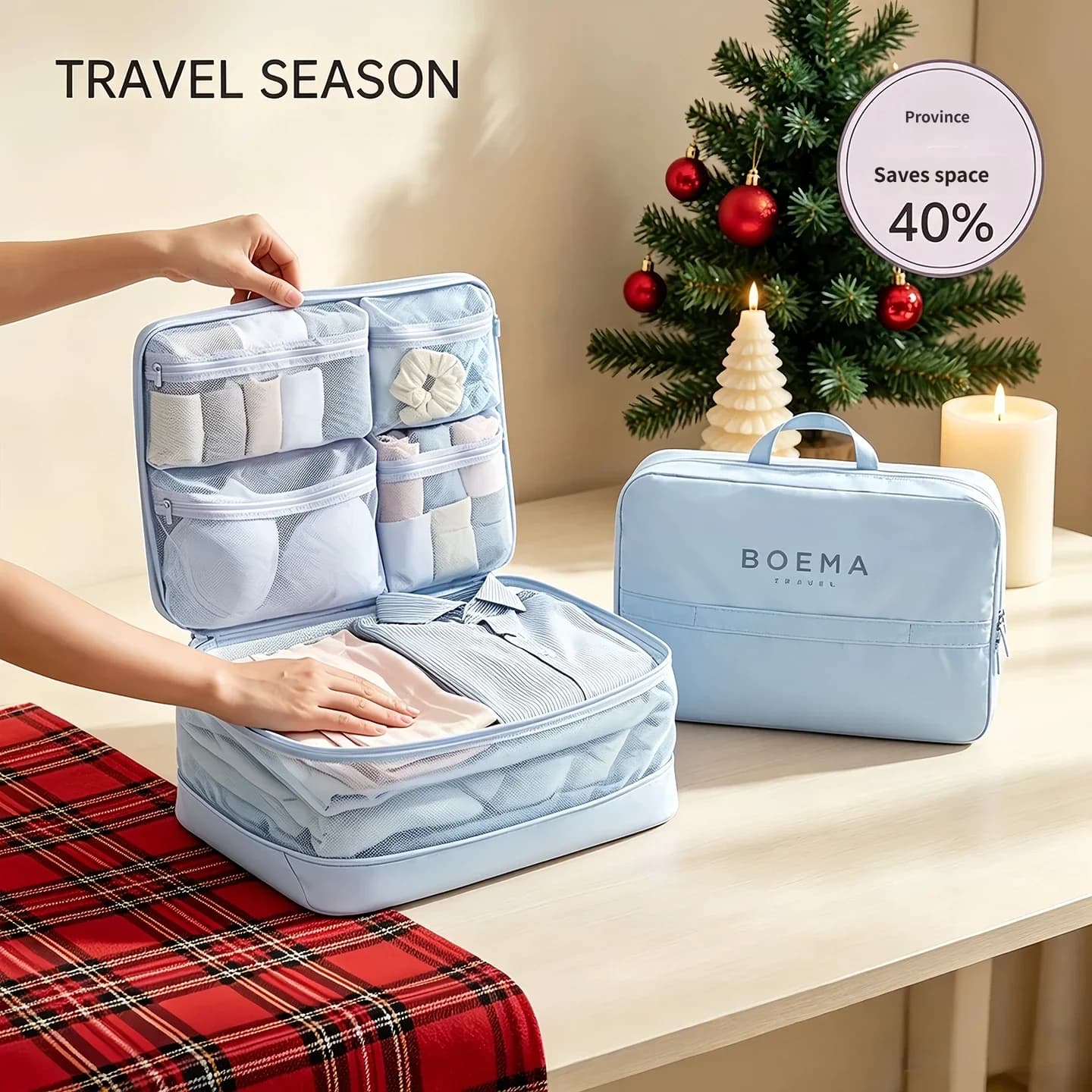 5 In 1Travel Compression Storage Bag Portable Clothes Organizer Separated Packing Cube Waterproof Luggage Clothing Sorting Pouch
