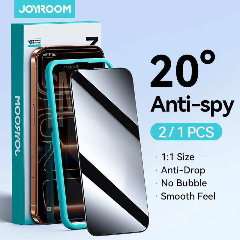 Joyroom 1/2 Pieces Anti-Spy Glass for iPhone 17 16 15 14 Pro Max, Privacy Screen Protection for iPhone 17 16 15 14 13 12 Pro Max