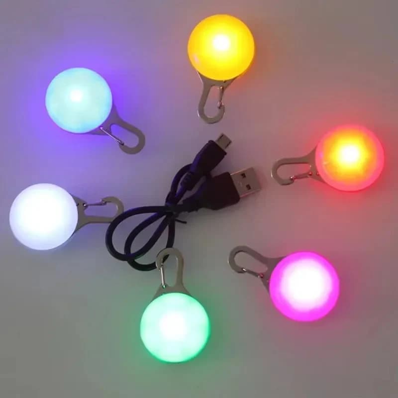 Ciondolo luminoso per cani con ricarica USB, targhetta flash per animali domestici a LED anti-smarrimento che cammina notturna per cani, ciondolo luminoso per animali domestici