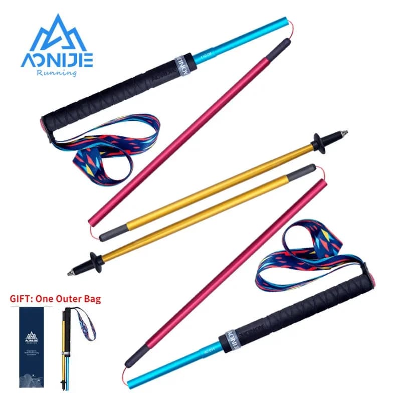 AONIJIE E4201 New E4204 Light Foldable Foldable Block Quick Trekking Stick Hiking Trail Running Carbon Fiber Walk Stick