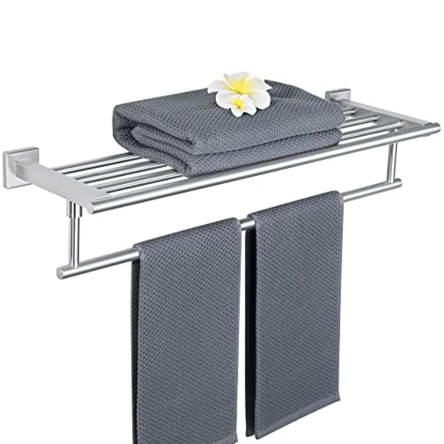 24 Inch Towel Racks for Bathroom Wall Mounted, Bathroom Towel Rack with Tower Bar, Double Towel Racks for Bathroom, SUS304 Stai
