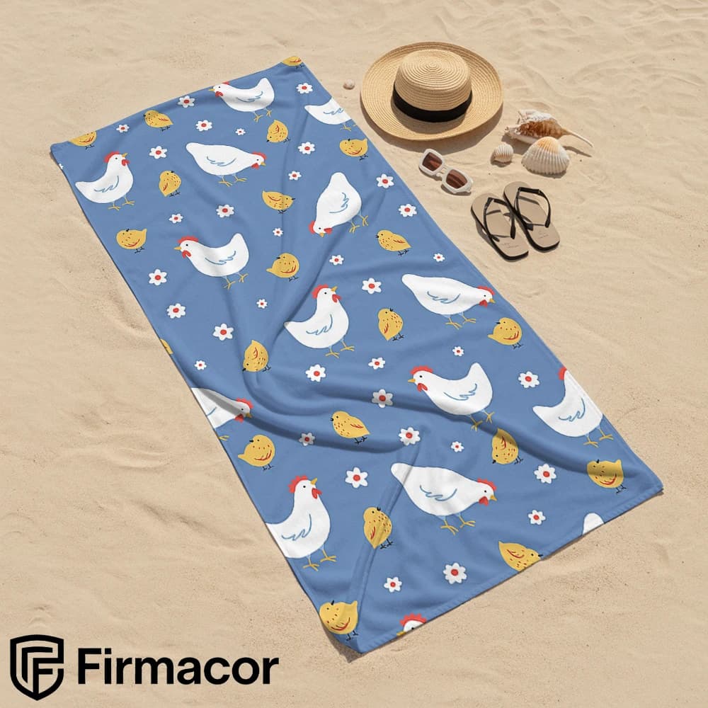 Farm Chicken Cartoon Anime Beach Towel Microfiber Quick Dry Super Absorbent Soft Bath Towel for Kids Adults Travel