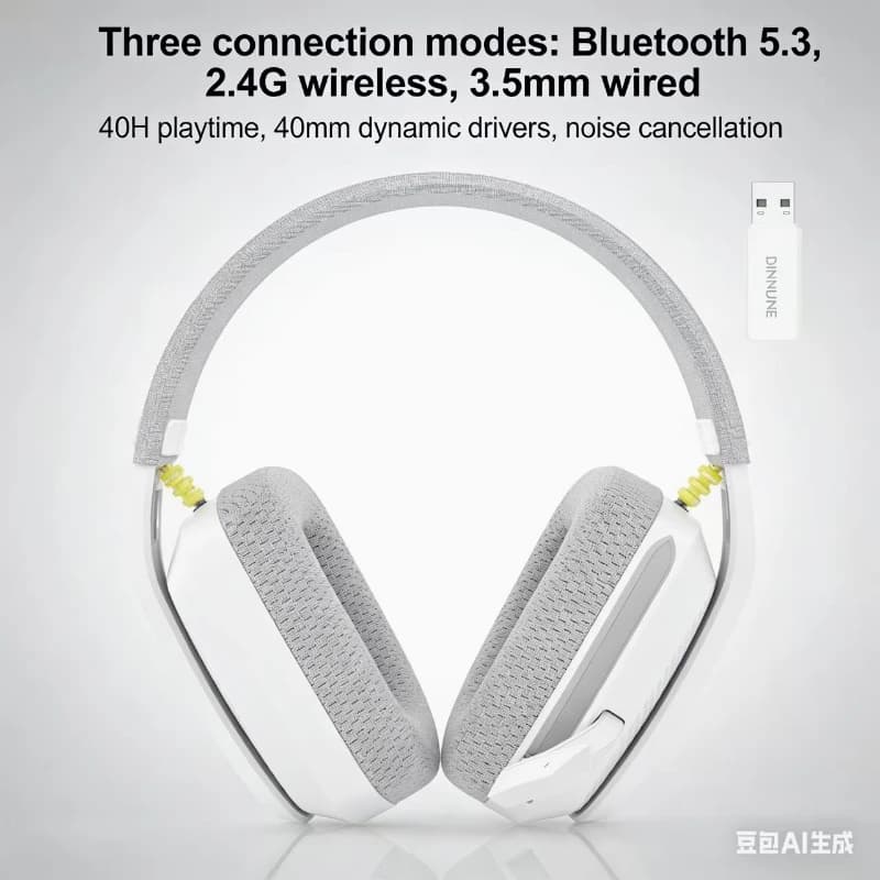 BINNUNE BW06 Bluetooth 2.4G gaming headphones for PS5 PS4 PC Mac Low latency wireless microphone with noise cancellation