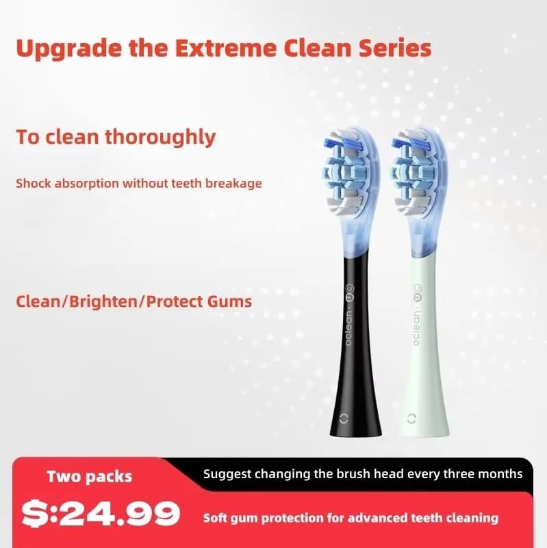 Ultra Clean series electric toothbrush head, with shock absorption, for cleaning, whitening and gum protection, DuPont, universal, 2 pack, for Oclean