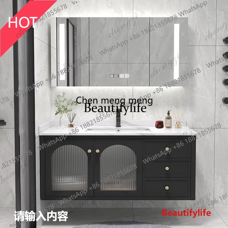 03 70-150cm Slate Bathroom Furniture Vanity Cabinet With Sink Cute Bear Mirror Integrated Solid Wood Style Cabinet Companion Was