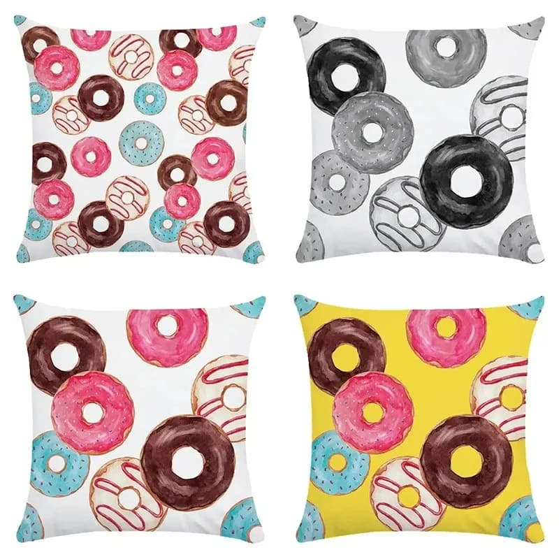 Colorful Donut Patterns Cushion Covers Pattern Cushion Cover Suitable For Sofa Bedroom Car Pillow Cover
