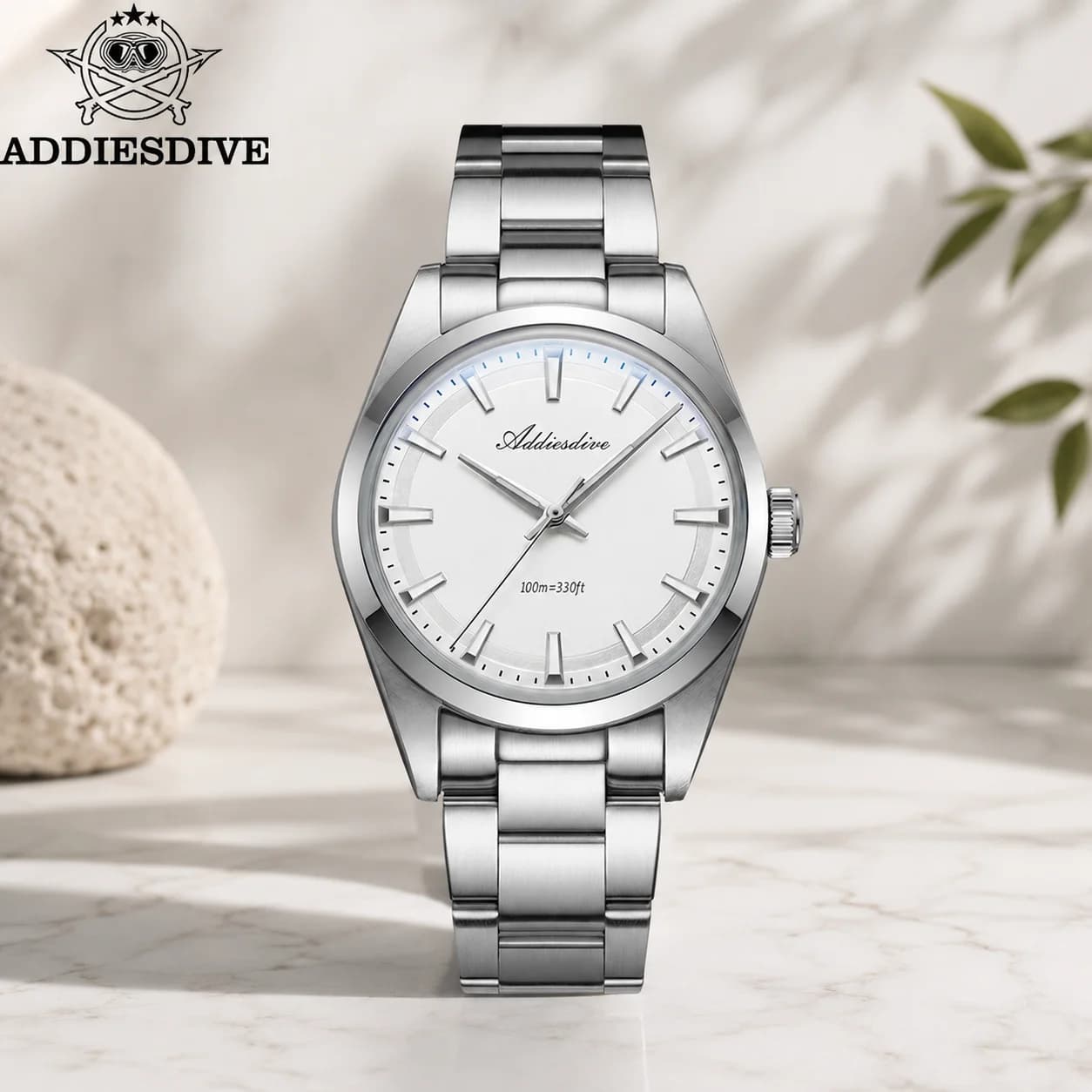 ADDIESDIVE Orologi al quarzo impermeabili di marca superiore K1 Orologio da uomo luminoso di lusso con vetro minerale Orologio da polso in acciaio inossidabile da 36 mm AD2066