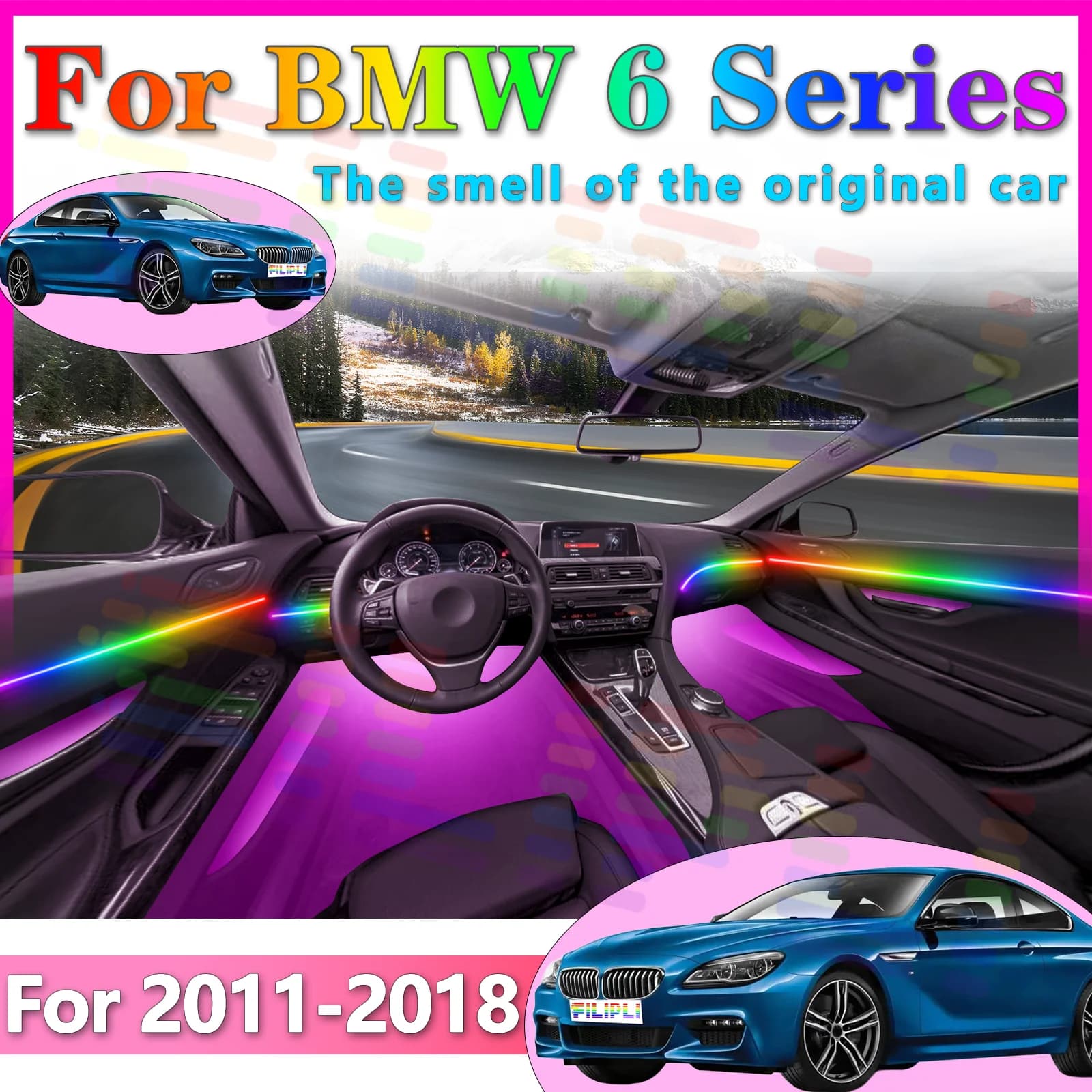 For BMW F06 F12 F13 LED strips offer a strong adhesive and flexible design for fitting into various car cabin spaces