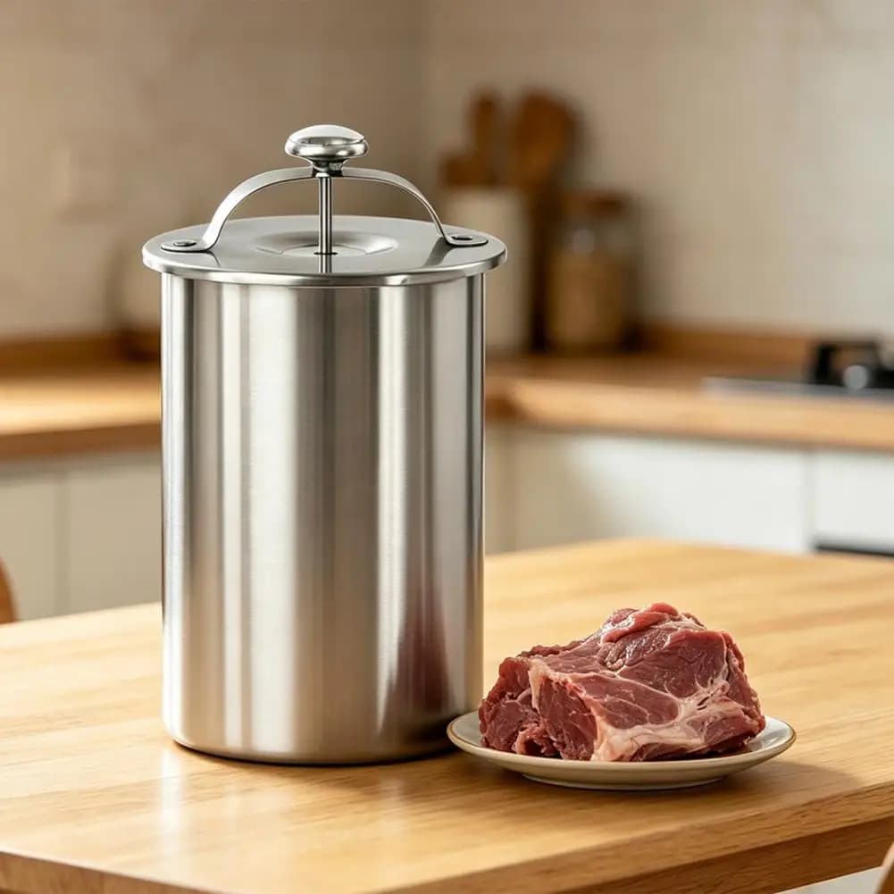 Pentola a vapore in acciaio inossidabile con termometro, stampo per pressare salumi e formaggi, per sandwich, prosciutto e salumi.