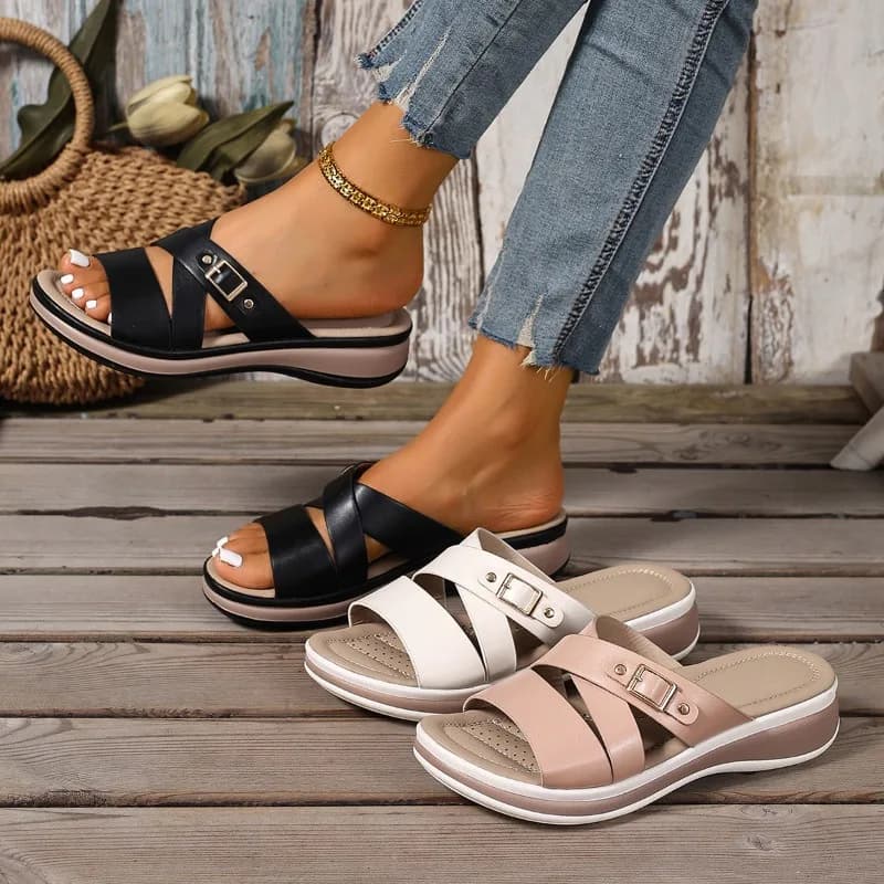 Sandali Donna 2026: Ciabatte Casual con Zeppa Alta, Sandali Estivi alla Moda con Punta Aperta Stile Romano