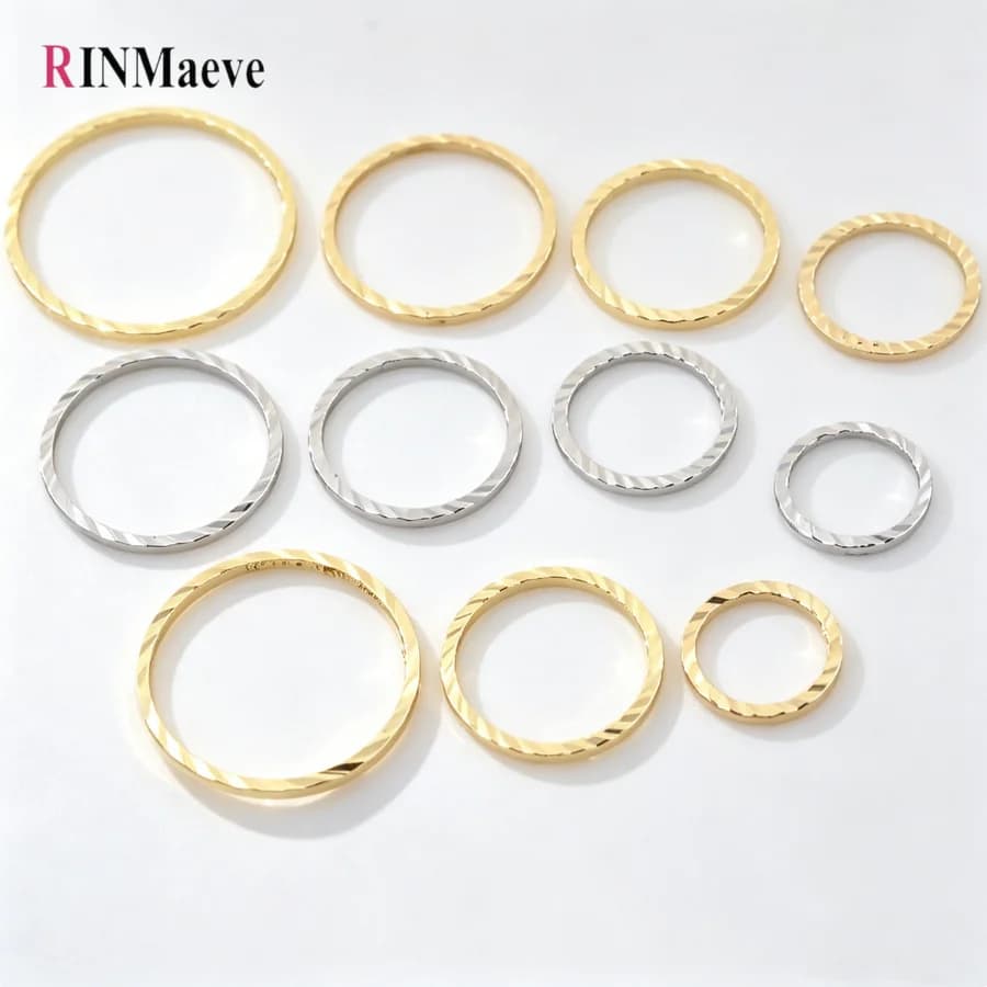 20PCS 10MM 12MM 18MM 14K Gold Plated Brass Round Circle Closed Rings Charms Pendants High Quality Jewelry Findings Accessories