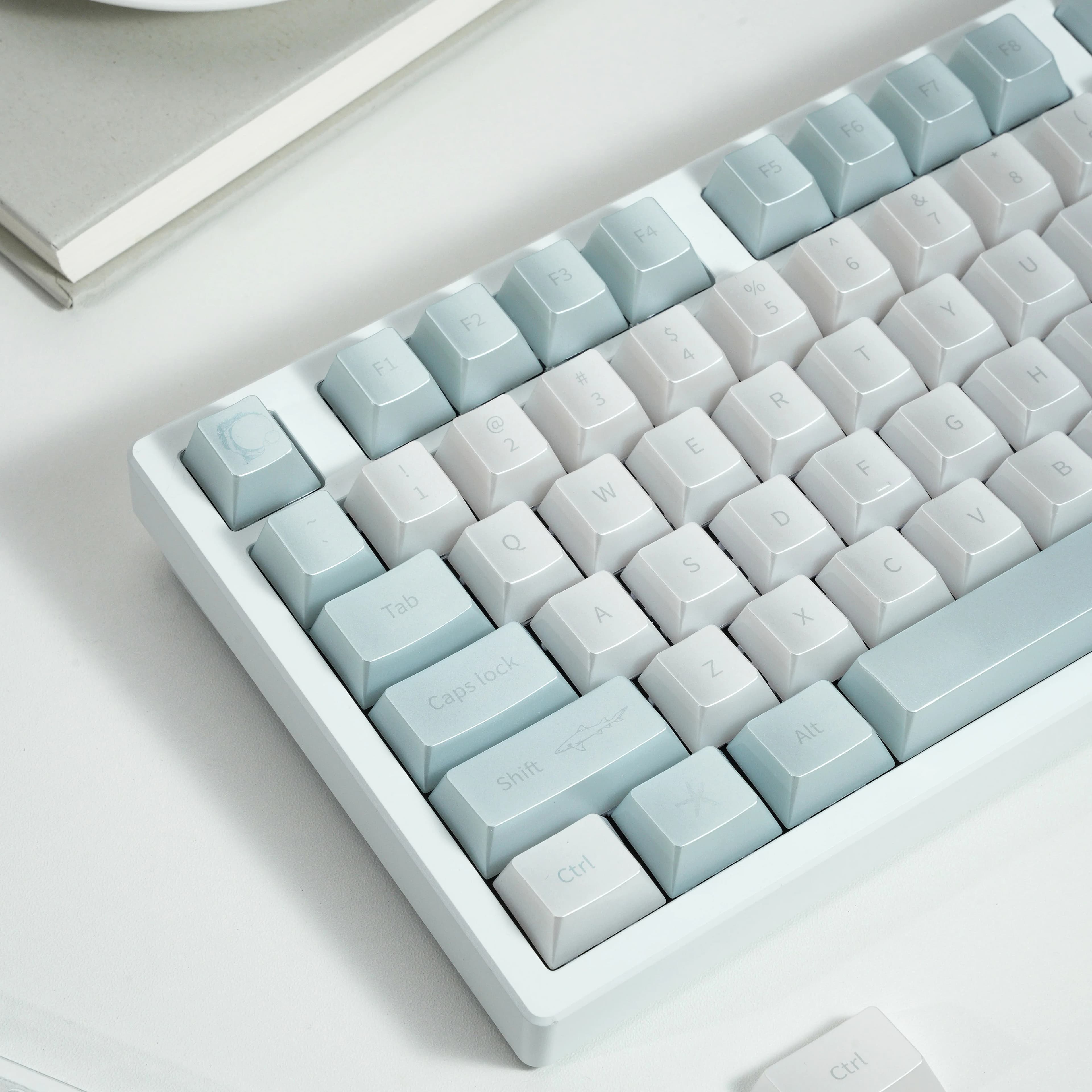 MAIMOOO Keycap in Vetro Effetto Mare, Profilo Cherry, Materiale PC, Perlescente Traslucido, Tasti per Tastiera Meccanica, 132 Tasti, Keycap Personalizzati, Regalo