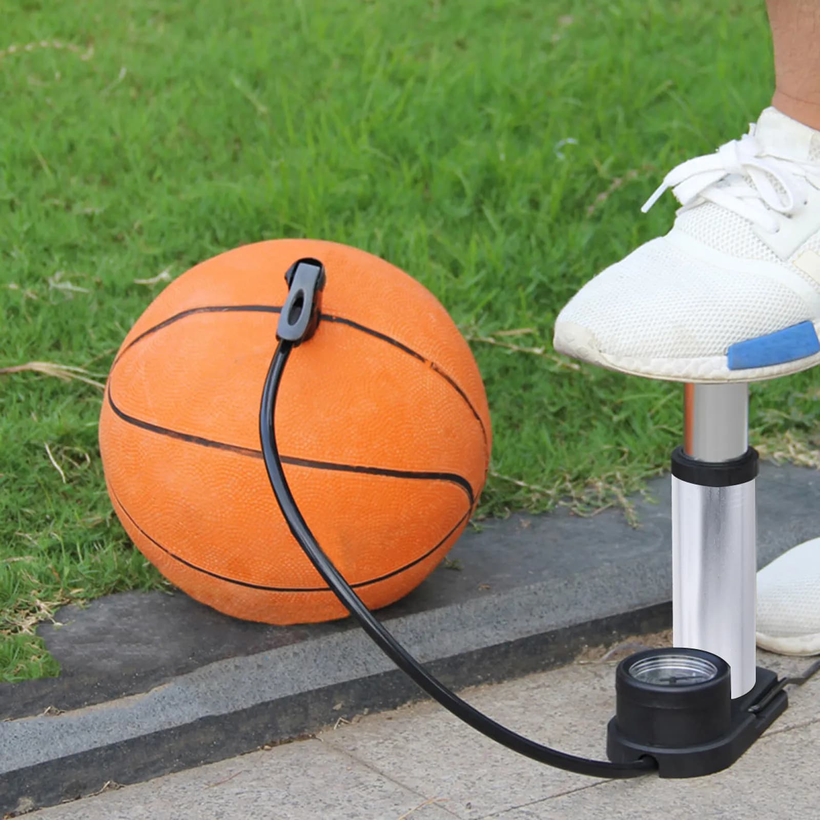 Mini Pompa da Terra Portatile per Pneumatici, Pompa a Pedale ad Alta Pressione, Gonfiatore per Biciclette con Valvole Universali