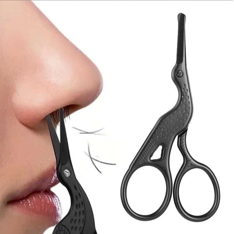 Forbici di Sicurezza a Testa Rotonda per Peli del Naso, in Acciaio Inossidabile, a Forma di Cigno, per Sopracciglia, Barba e Orecchie