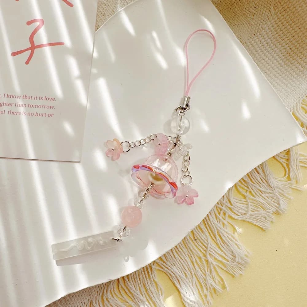 Ornament Car Hanging Decoration Jellyfish Wind Chime Y2K Gifts Flower Pendant Phone Chain Cherry Blossoms Phone Keyring
