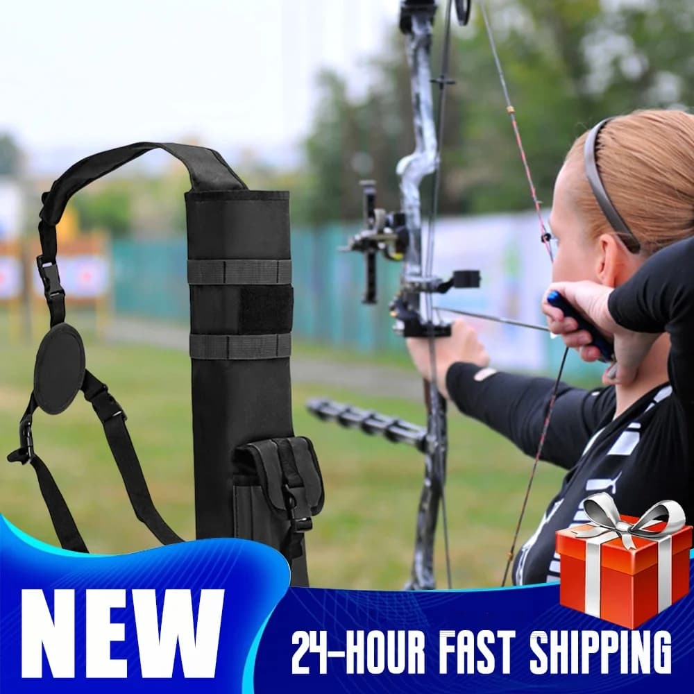 Archery Quiver with Molle System Pocket Back Arrow Quiver Multi-Function Adjustable Arrow Bag for Target Hunting