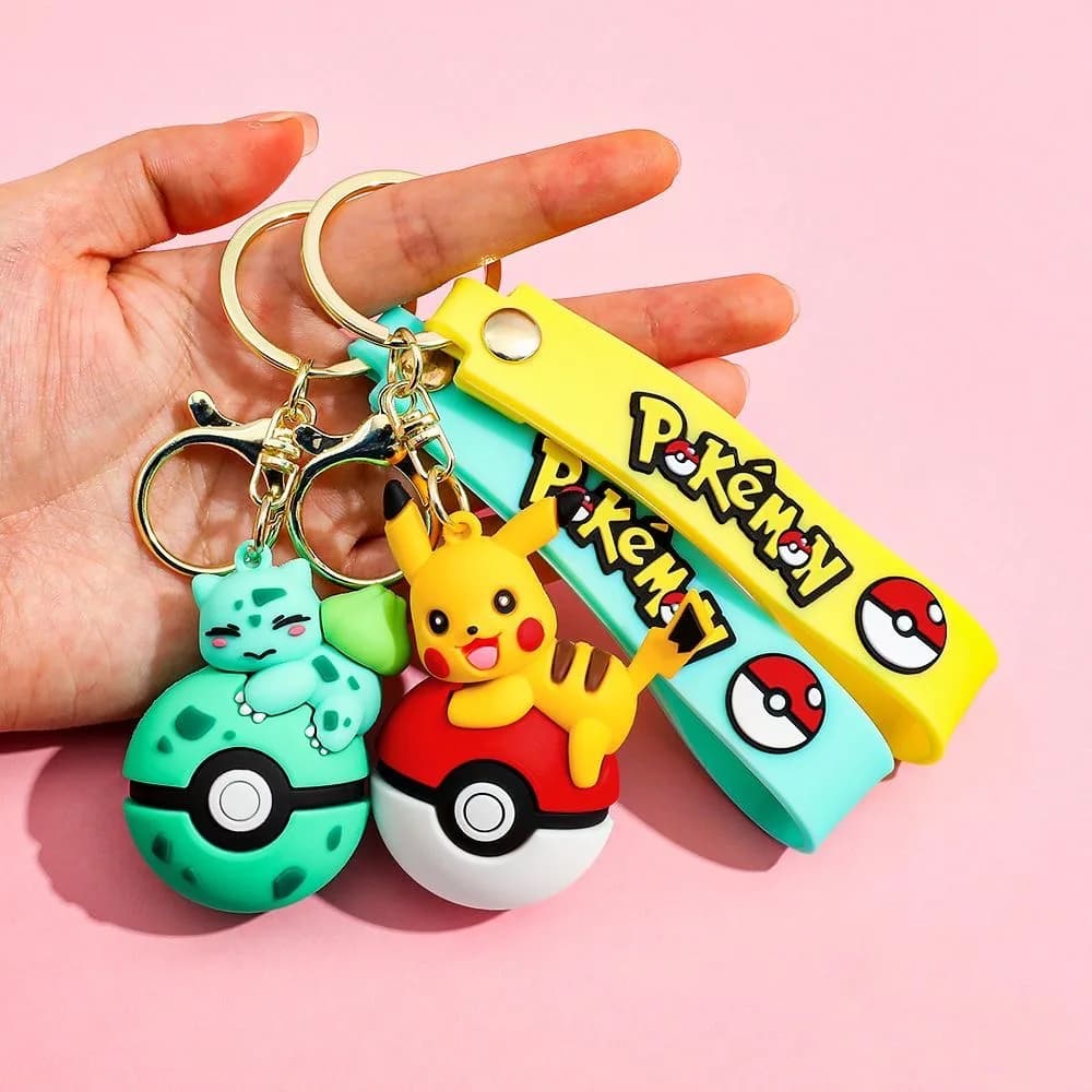Keychain Anime Action Figure Toy Kawaii Cartoon Car Bag Pendant Gift Fashion Charmander Psyduck Doll Keyring