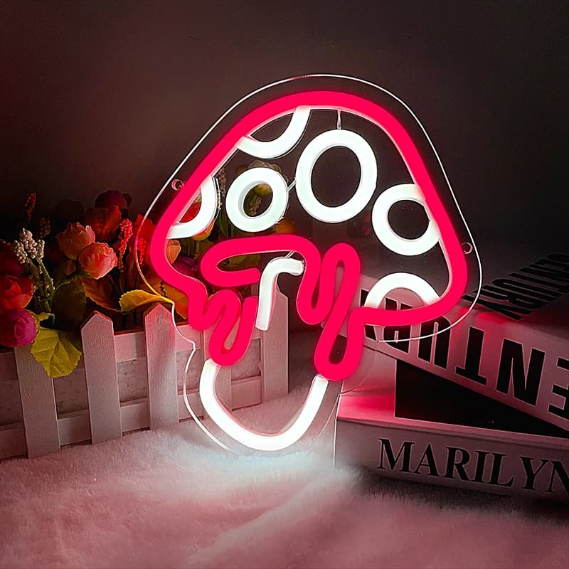 Insegna al neon a fungo Led Fungo Luce al neon 3d Wall Art Fungo Notte Insegne al neon per la decorazione della parete Sala giochi Arredamento camera da letto