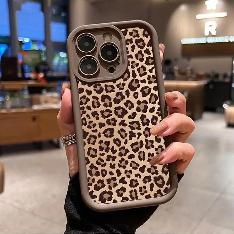 Leopard Print Phone Case for iPhone 11-17 Pro Max/Air| Shockproof Drop Protection| Rugged Durable Silicone Cover