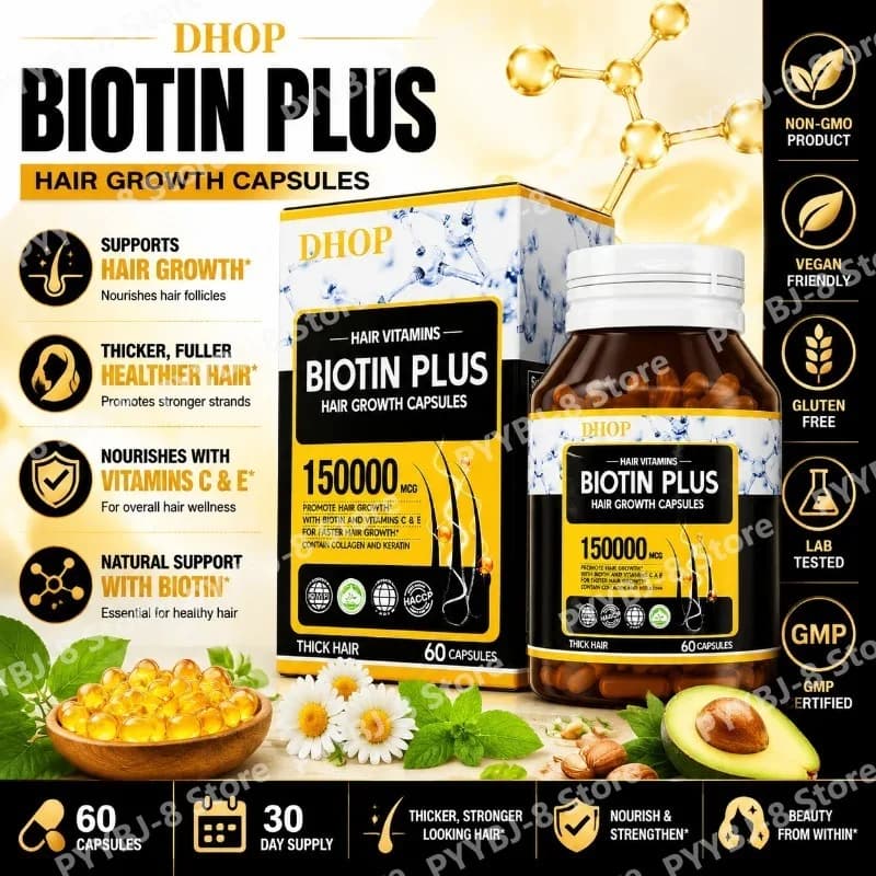 Hair Growth Capsules 60 Count Dietary Supplement Contain Biotin,inositol & Multiple Vitamins Promote Thicker and Healthier Hair