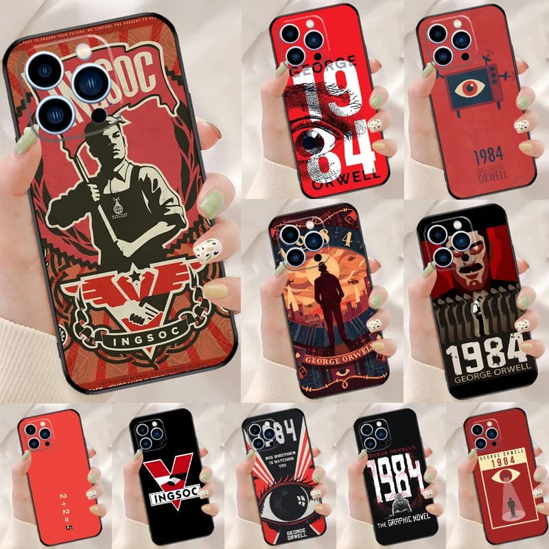 1984 Custodia George Orwell per iPhone 16 15 Pro Max 11 12 13 Mini 14 15 Pro Max 16 Plus XR 16e Cover posteriore per telefono