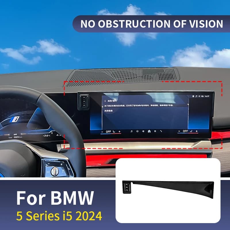 For Car BMW 5 Series G60 530 540 BMW I5 2024 Screen Phone Holder Special Fixed Base Wireless Charging Stand Mobile Phone Mounts