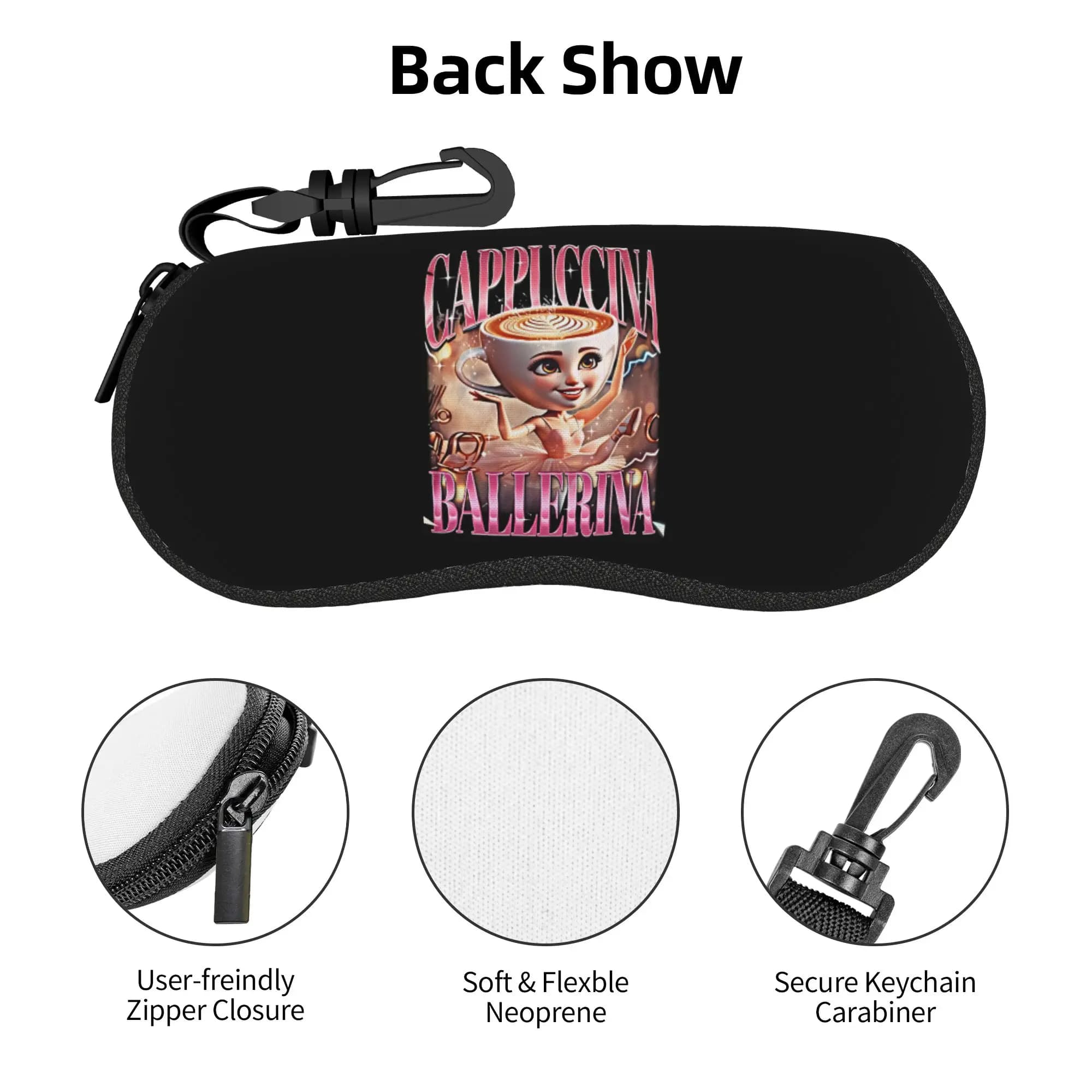 Italian Brainrot Ballerina Cappuccin Eyeglass Glasses Case Men Women Soft Funny Meme Sunglasses Protective Bag