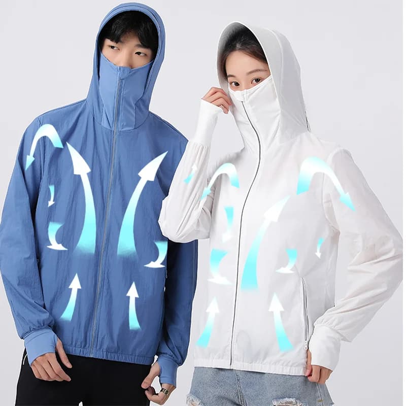 Gilet da Lavoro Estivo con Cappuccio e Ventilatore Integrato per il Raffreddamento, Traspirante e Termorregolante per Esterni da Uomo (Alimentazione Esclusa)