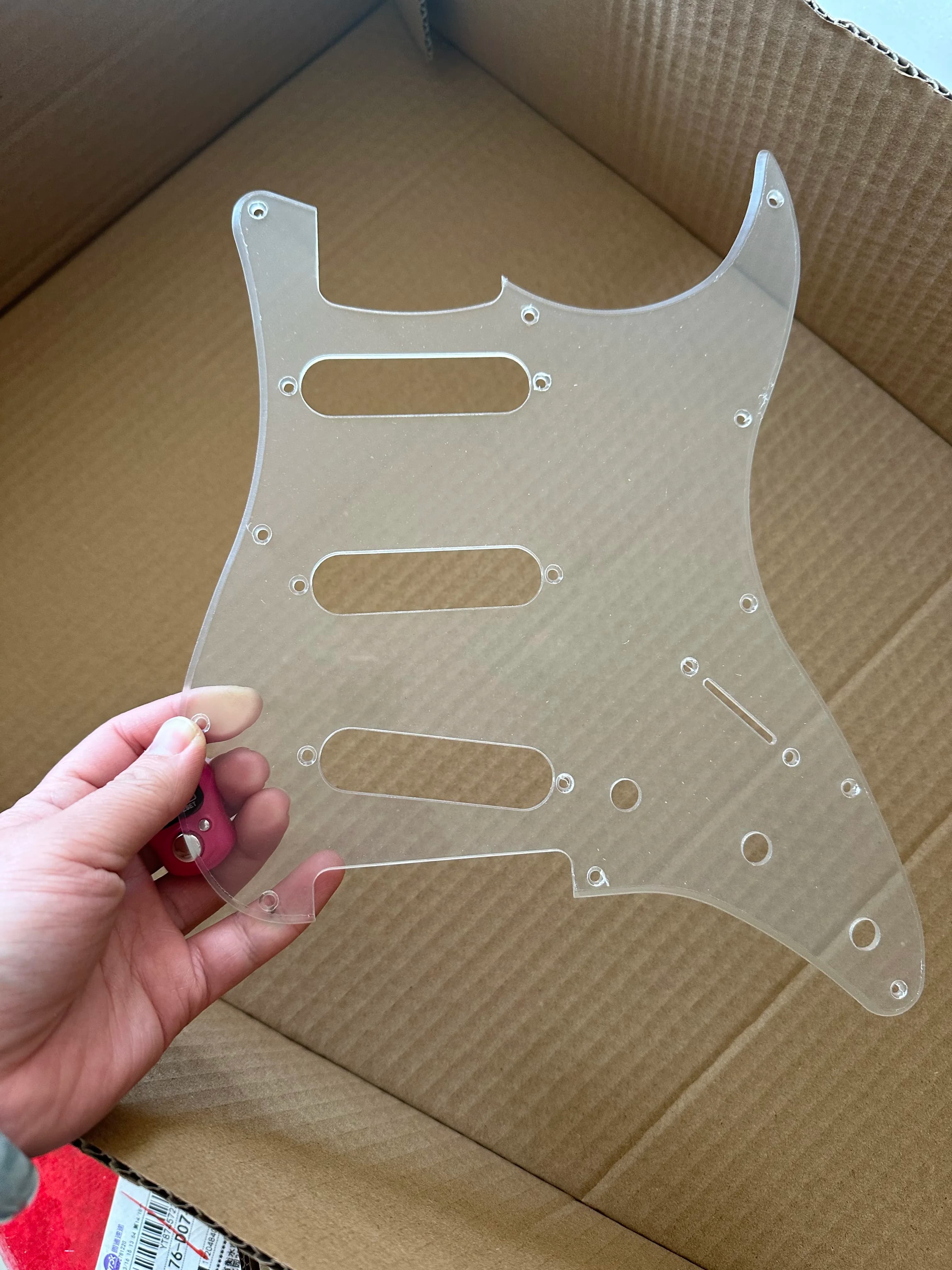 Battipenna per chitarra elettrica trasparente in arilico per standard 11 fori 3 strati SSS St Scratch Plate Guitar Pick Guard con viti