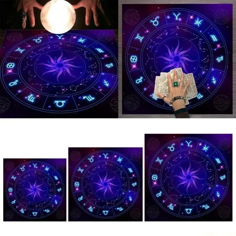 U2JB Copritavolo Astrologia Oracoli Tappetino da gioco Tovaglia da altare a pendolo a forma quadrata