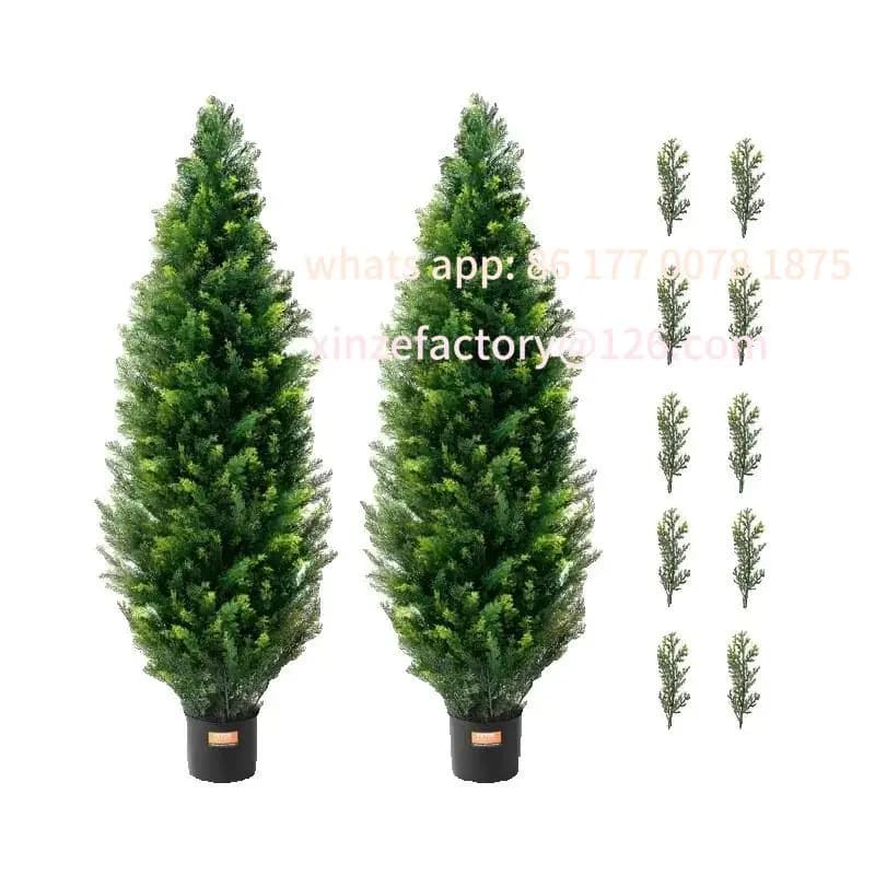 Albero topiario di cedro artificiale personalizzabile Set di piante verdi artificiali di cipresso di pino finto per la casa