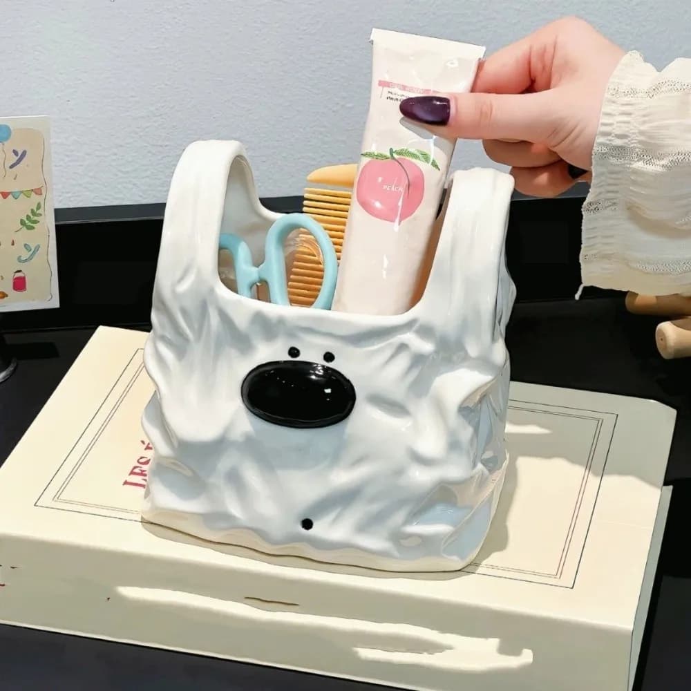 Divertente Scatola Portaoggetti in Ceramica a Forma di Cagnolino, Porta Spazzolino e Dentifricio, Organizer per Snack da Bagno
