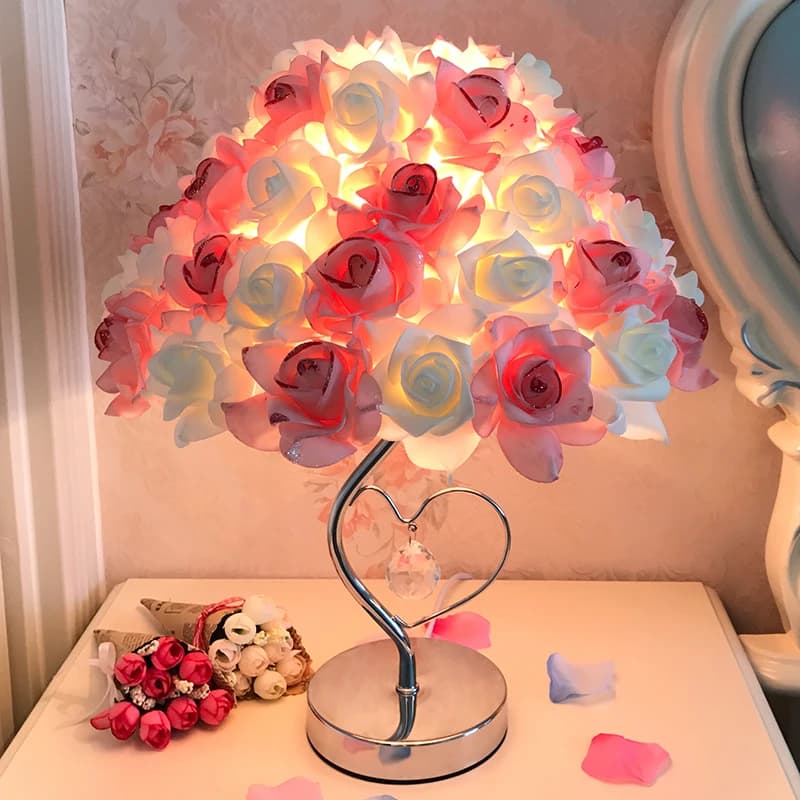 Lampada da tavolo europea luce notturna rosa lampada da notte a LED lampada da comodino decorazione per feste di matrimonio in famiglia lampada da fata decorazione della stanza