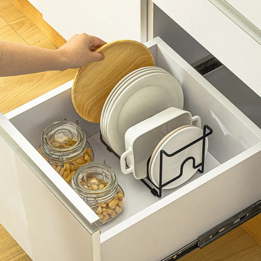 Portaoggetti Multifunzionale da Cucina per Coperchi, Taglieri, Piatti, Ciotole e Utensili - Salvaspazio, Moderno Porta Stoviglie