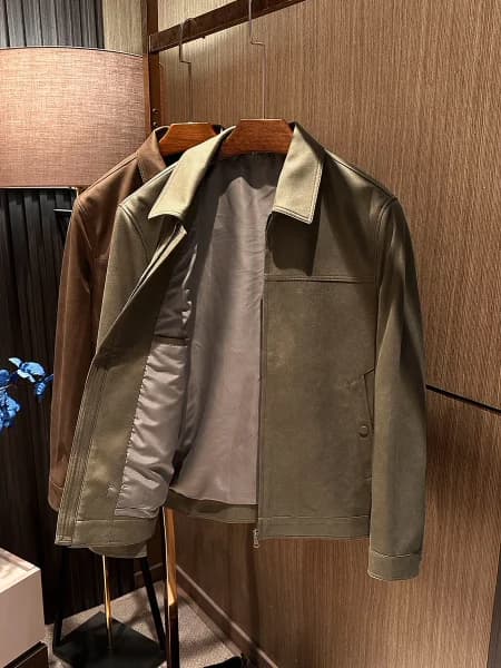 Italian Classic Luxury Men's Business Casual Jacket Stand Collar Lightweight Polyester Standard Fit Sewn Pattern Autumn New