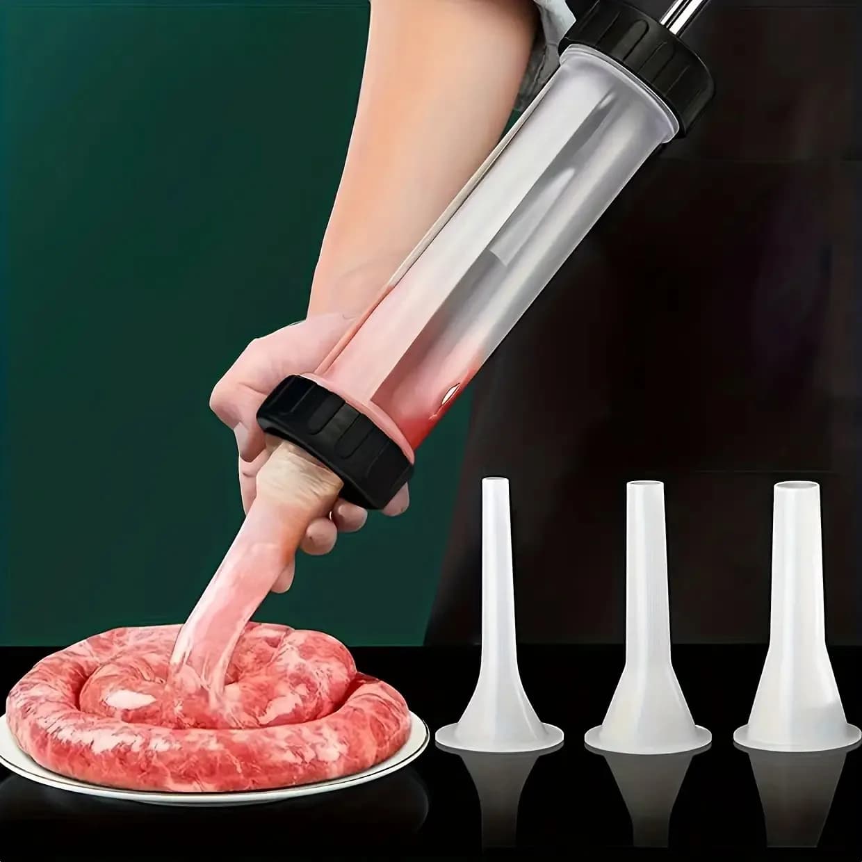Macchina per salsicce Riempitore per salsicce Pistola a scatti Siringa per carne Manaul Strumento per salsicce fatto in casa Piccolo strumento per salsicce Riempitore per salsicce