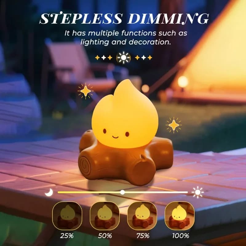 Luci Notturne a Forma di Falò con Rumore Bianco, Decorazione Creativa per Stanza, Lampada LED Atmosferica da Scrivania, Regalo di Natale e Compleanno per Bambini