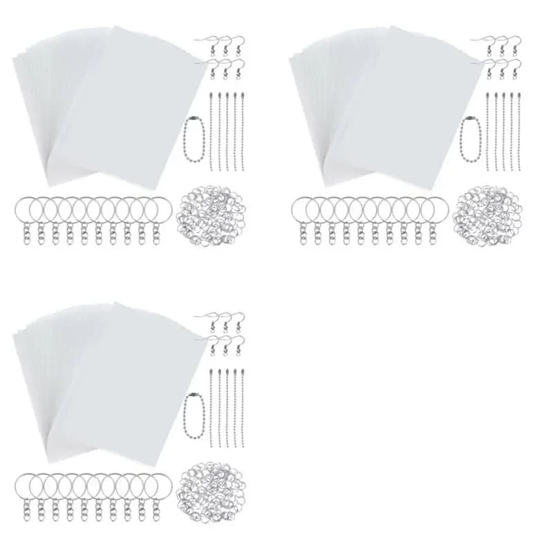 3 Set Shrinky Art Paper Heat Shrink Sheet Plastic Kit Hole Punch Keychains Pencils DIY Drawing Art Supply