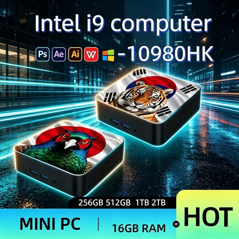 Intel Core i9 10980HK Ultra Fast Compact PC, 16GB DDR4 NVMe SSD, Triple 4K, Silent Cooling, Mini Desktop for Home Office