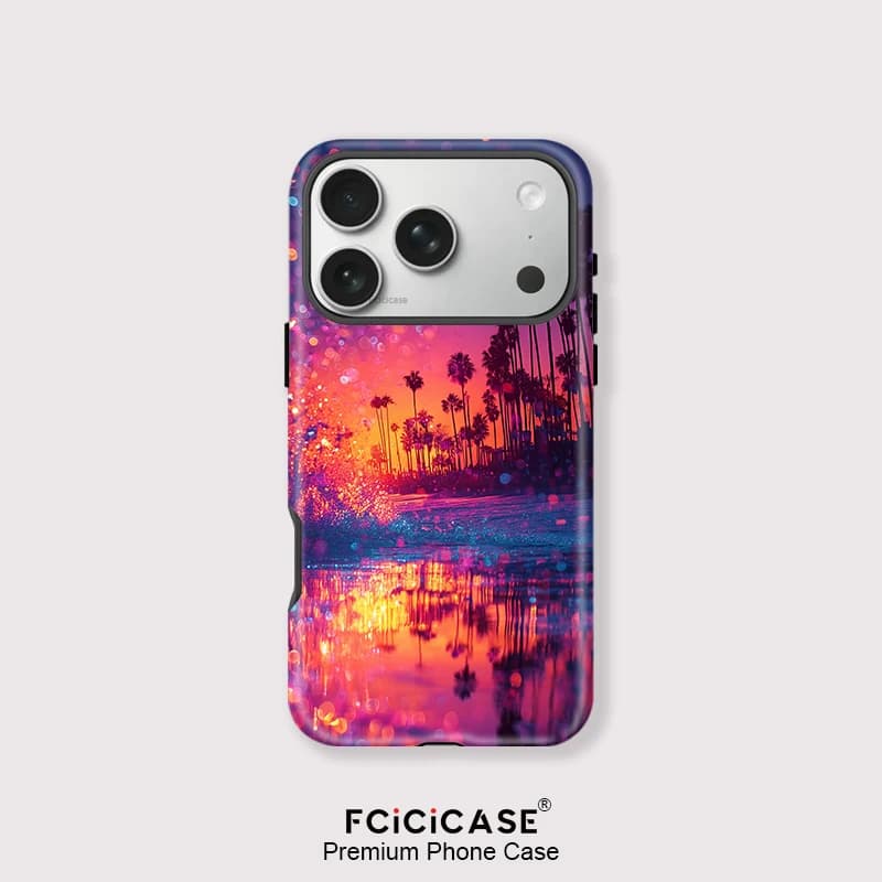 Fcicicase Cover per Telefono di Lusso con Scenari per iPhone 15 16 Pro Max Plus 17 Air 14 12 11 13 Pro Max Opaca 2 IN 1 con Chiusura Magnetica