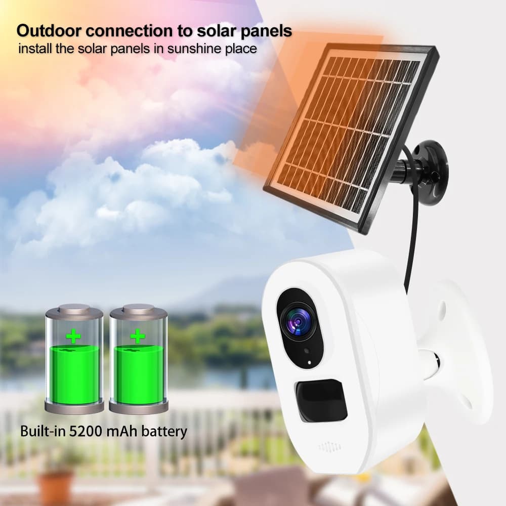 Tuya App 3MP 1296P Wide Angle Bluetooth Low Comsunption Solar Power IP Camera IR Night Vision Home Security CCTV Baby Monitor