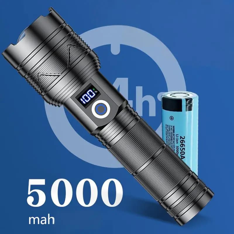 Torcia a lungo raggio super luminosa Torcia a LED ad alta potenza Torcia ultra potente ricaricabile tramite USB Lanterna da escursionismo all'aperto