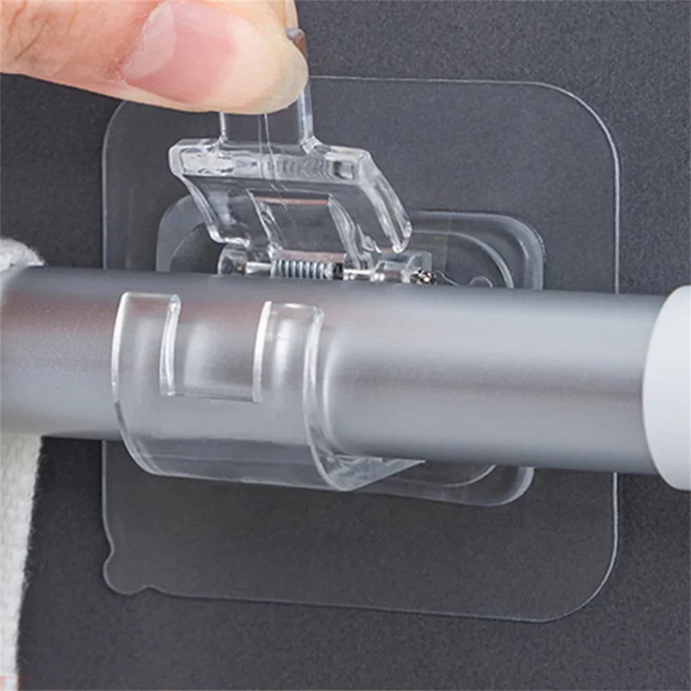4/8/12Pcs Self Adhesive Curtain Rod Hooks Punch Free Wall Mount Adjustable Durable Sturdy Holder Multipurpose for Shower Windows