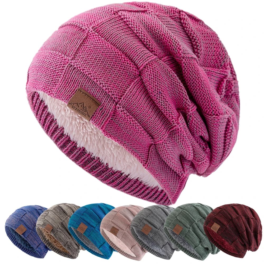 Hot Sale Women's Winter Hats Fashion Slouchy Beanie Warm Women's Fashion Multicolor Mixing Color Design Knitted Cap