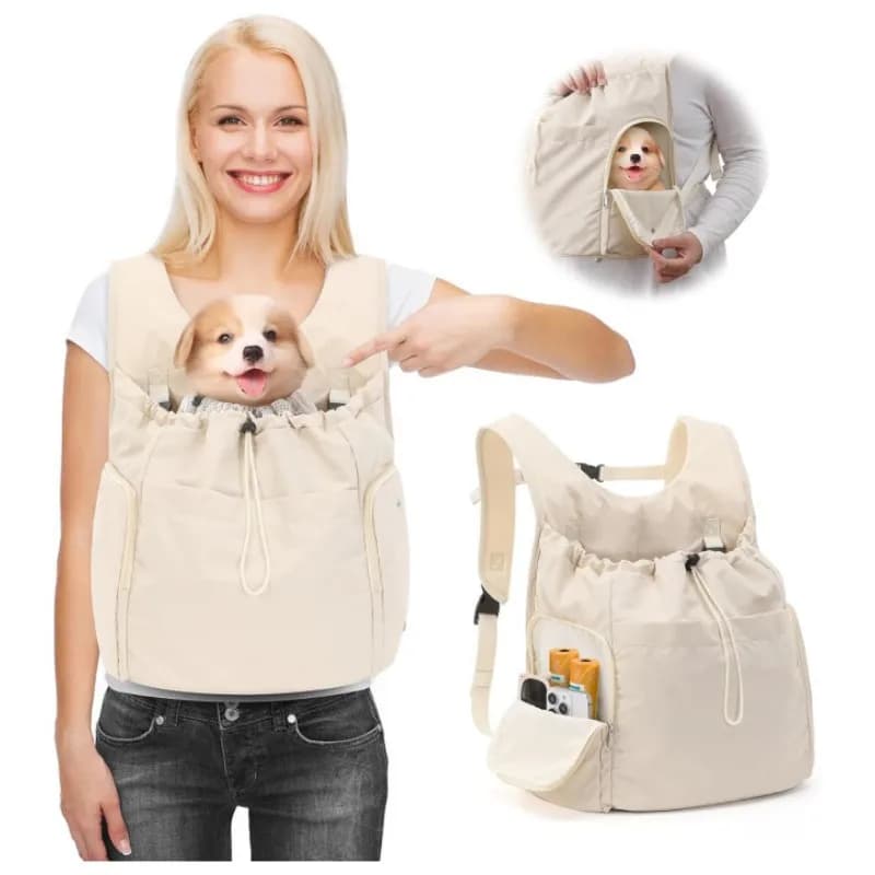 Breathable Pet Front Carrier Backpack Adjustable Chest Sling Carry Bag with Pockets Portable Travel Hiking Double Shoulder Bags