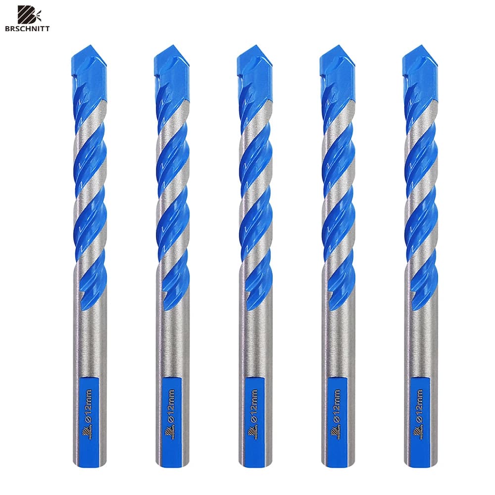 Set di 5 punte elicoidali in carburo BRSCHNITT per muratura, cemento, mattoni, legno, diametro da 4 a 12 mm
