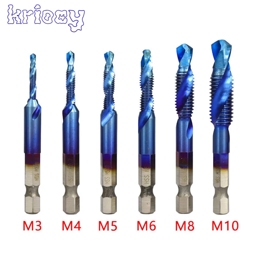 Hex Shank HSS Screw Thread Metric Tap Drill Bits Screw Machine Compound M3 M4 M5 M6 M8 M10 Hand Tools Titanium Plated